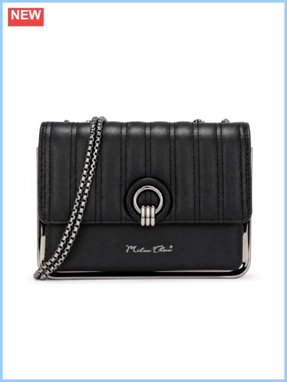 Small Quilted Crossbody Bag PU Leather Chain Strap Structured Purse
